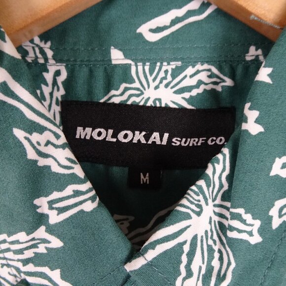 Molokai Surf Short Sleeve Shirt Men's Size M Green Palm Trees Button Front - Picture 4 of 8